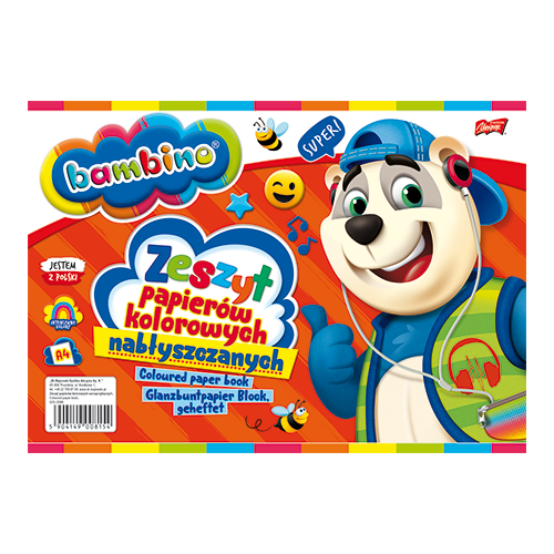 Zeszyt papierów kolorowych nabłyszczanych A4 10 kartek BAMBINO 33074